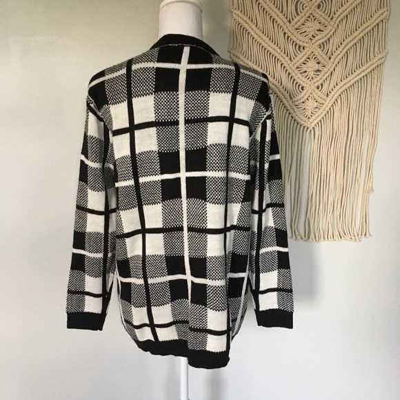 Sienna Sky Plaid Open Cardigan in Black and White - Picture 4 of 7